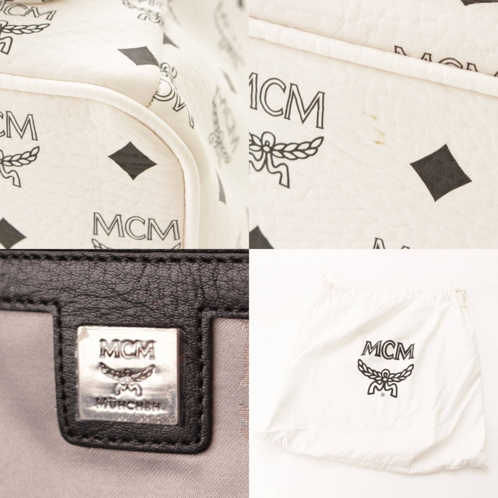 Mcm Backpack Logogram White Studded Rucksack - image 8